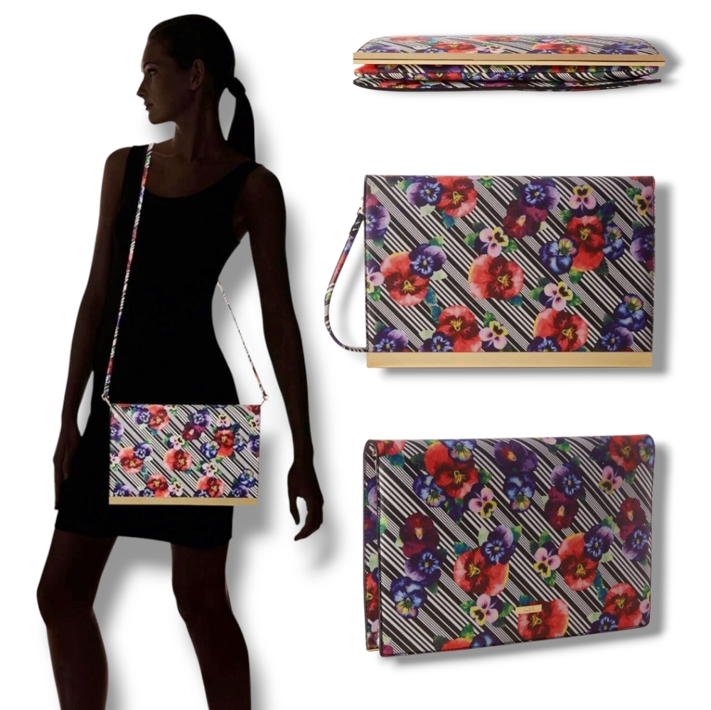 New 💖 ALDO Helmer Multicolor Floral/Striped Print Crossbody/Clutch Bag
